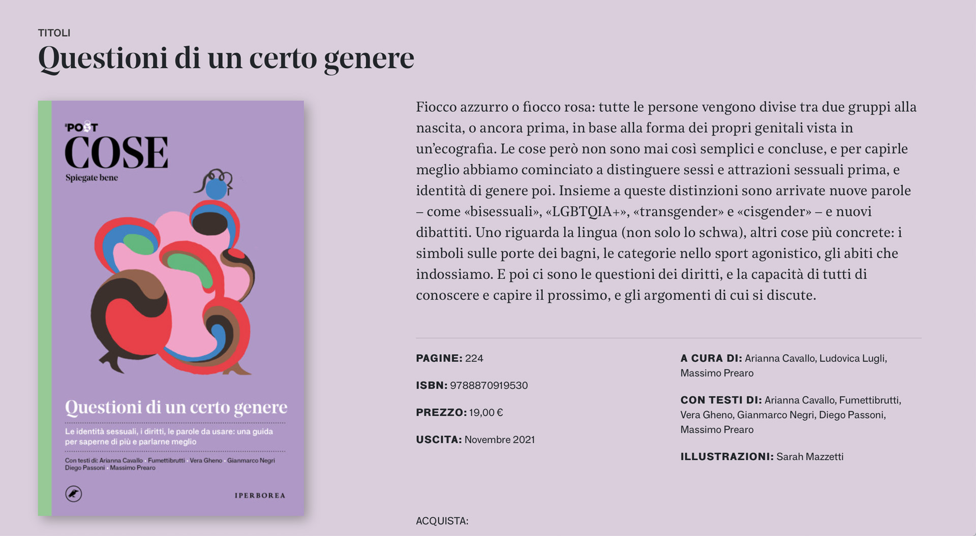 Cose spiegate bene. Questioni di un certo genere - Il Post - Arianna  Cavallo - Ludovica Lugli - Libro - Iperborea - Cose spiegate bene