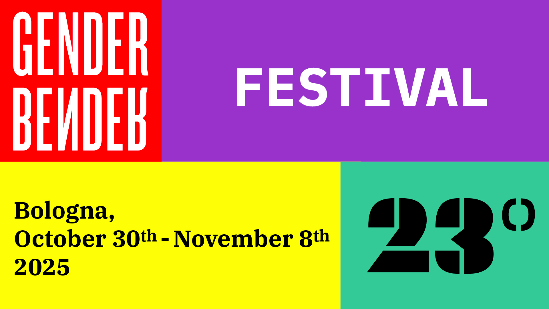 Le date di Gender Bender 2025. 30 ottobre - 8 novembre 2025, Bologna